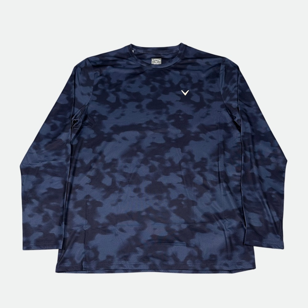 Callaway Opti-Dri UPF 50 Sun Shirt Mens Medium‎ Blue Camo Print Long Sleeve Golf